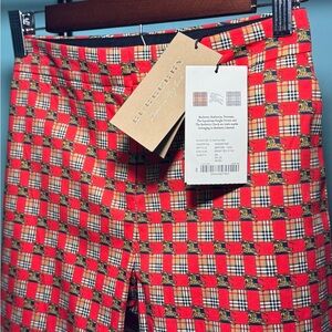 Burberry Plaid Logo with Tags Women’s Bright Red IP Pat Pants